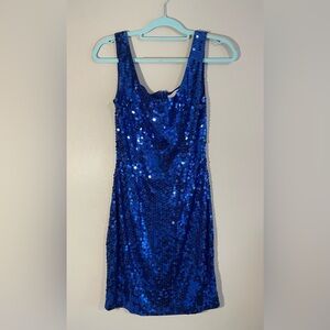 Vintage Niteline Della Roufogali Blue Sequin Cocktail Dress, Size 6, EUC NYE